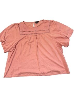 Everyday preppy Cottagecore J. Crew Coral Pink Short Puff Sleeve Yoke Tee